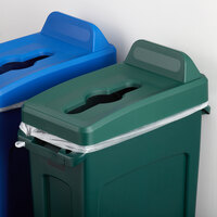 Rubbermaid 2018301 Slim Jim Green Slim Rectangular Recycling Bin Lid With Mixed Recycle Top And Vertical Billboard