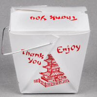 Fold-Pak 08WHPAGODM 8 oz. Pagoda Chinese / Asian Paper Take-Out Container with Wire Handle - 1000/Case