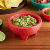 Choice Thermal Plastic 10 oz. Red Molcajete Bowl - 4/Pack