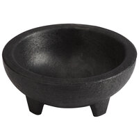 Choice Thermal Plastic 4 oz. Black Molcajete Bowl - 4/Pack