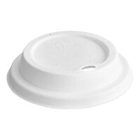 EcoChoice White Compostable Sugarcane Hot Cup Lid for 10-24 oz. Standard Cups and 8 oz. Squat Cups - 50/Pack