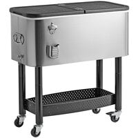 Choice 65 Qt. Stainless Steel Beverage Cooler Cart - 31 1/8" x 15 3/8" x 32 11/16"