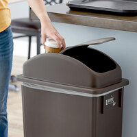 Lavex Janitorial Brown Slim Rectangular Trash Can Dome / Swing Top Lid
