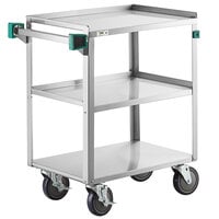 Regency 16 inch x 27 inch Three Shelf 20 Gauge 430 Stainless Steel Utility Cart - Knocked Down