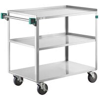 Regency 22 inch x 39 inch Three Shelf 18 Gauge 430 Stainless Steel Utility Cart - Fully Welded