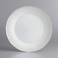 The Jay Companies 1470458 13 inch Round White and Silver Fusion Glass Charger Plate