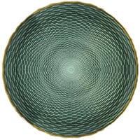 The Jay Companies 1875006 13 inch Green Glass Charger Plate with Gold Rim