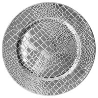 The Jay Companies 1270574-4 13 inch Croc Silver Polypropylene Electroplated Charger Plate