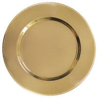 The Jay Companies 1810202-4 13 inch Gold Metal Charger Plate with Beaded Rim