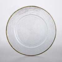 The Jay Companies 1875015 13 inch Clear Glass Charger Plate with Gold Weave Rim