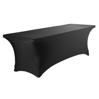 Lancaster Table & Seating 96" x 30" Folding Table with Black Stretch Cover