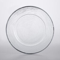 The Jay Companies 1875016 13 inch Clear Glass Charger Plate with Silver Weave Rim