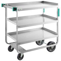 Regency 22 inch x 39 inch Three Shelf 18 Gauge 430 Stainless Steel U-Channel Cart - Fully Welded