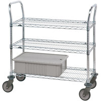 Metro 3SPN33PS Super Erecta Stainless Steel Three Shelf Heavy Duty Utility Cart with Polyurethane Casters - 18 inch x 36 inch x 39 inch