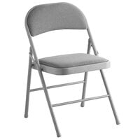 Lancaster Table & Seating Grey Fabric Folding Chair with Padded Seat