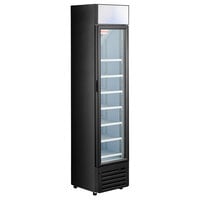 Galaxy GDN-5 16 1/2 inch Black Swing Glass Door Merchandiser Refrigerator with Red, White, and Blue LED Lighting