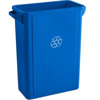 Lavex Janitorial 16 Gallon Blue Slim Rectangular Recycle Bin