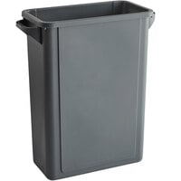 Lavex 16 Gallon Gray Slim Rectangular Trash Can