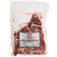 Warrington Farm Meats 16 oz. Frozen Porterhouse Steak - 10/Case
