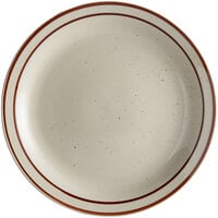 Acopa 10 1/2 inch Brown Speckle Narrow Rim Stoneware Plate - 12/Case