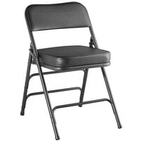 Lancaster Table & Seating Black Vinyl Folding Chair with 2 inch Padded Seat