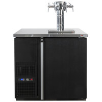 Micro Matic MDD36W-E-E Pro-Line E-Series 36 3/4 inch Dual Zone Wine Dispenser with 4 Faucet Sommelier Font - Black, (4) 1/6 Keg Capacity