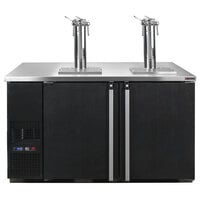 Micro Matic MDD58W-E-A Pro-Line E-Series 59 1/2 inch Dual Zone Wine Dispenser - Black, (8) 1/6 Keg Capacity