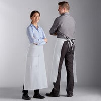 Choice White Poly-Cotton Standard Bistro Apron with 1 Pocket - 33" x 30"