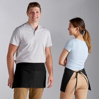 Choice Black Standard Waist Apron with 3 Pockets - 12" x 26"