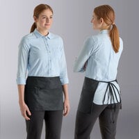 Choice Black Customizable Poly-Cotton Standard Waist Apron with 3 Pockets