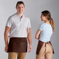 Choice Brown Poly-Cotton Standard Waist Apron with 3 Pockets - 12" x 26"