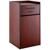 Lancaster Table & Seating Waste 35 Gallon Mahogany Receptacle Enclosure with THANK YOU Swing Door