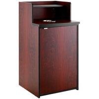 Lancaster Table & Seating Waste 32 Gallon Mahogany Receptacle Enclosure with Drop Hole and Tray Shelf