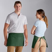 Choice Hunter Green Poly-Cotton Standard Waist Apron with 3 Pockets - 12 inch x 26 inch
