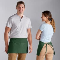 Choice Hunter Green Poly-Cotton Standard Waist Apron with 3 Pockets - 12" x 26"