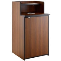 Lancaster Table & Seating Waste 32 Gallon Walnut Receptacle Enclosure with Drop Hole and Tray Shelf