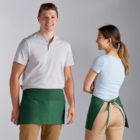 Choice Kelly Green Standard Waist Apron with 3 Pockets - 12 inch x 26 inch