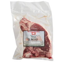 Warrington Farm Meats 12 oz. Fresh T-Bone Steak - 14/Case