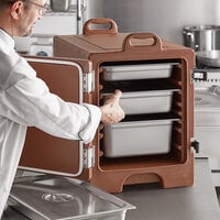 CaterGator Brown Front Loading Insulated Food Pan Carrier - 5 Full-Size Pan Max Capacity