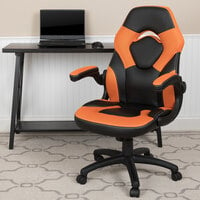 Flash Furniture CH-00095-OR-GG High-Back Orange LeatherSoft Swivel Office Chair / Video Game Chair with Flip-Up Arms