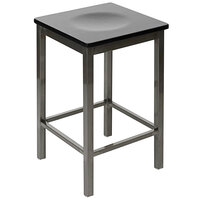 BFM Seating 2510HBLW-CL Trent Clear Coated Steel Counter Height Bar Stool with Black Wooden Seat