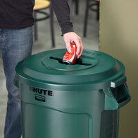 Rubbermaid 1788471 BRUTE 32 Gallon Green Round Recycling Bin Lid with Mixed Recycle Slot