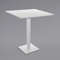 BFM Seating Beachcomber-Margate 24" x 32" White Aluminum Bar Height Outdoor / Indoor Table with Square Base