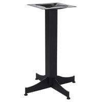 BFM Seating Luna 20" x 20" Sand Black Stamped Steel Dining Height Indoor Cross Table Base, 3" Column