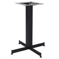 BFM Seating BXS-2424 Jaxon 24 inch x 24 inch Sand Black Stamped Steel Dining Height Indoor Cross Table Base, 3 inch Column