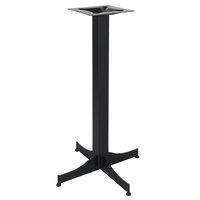 BFM Seating BXC-2424T Luna 24 inch x 24 inch Sand Black Stamped Steel Bar Height Indoor Cross Table Base, 3 inch Column