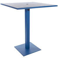 BFM Seating PHB3636BYU-20SQBYTU Beachcomber-Margate 36" Square Berry Aluminum Bar Height Outdoor / Indoor Table with Square Base and Umbrella Hole