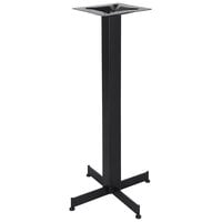 BFM Seating BXS-2020T Jaxon 20 inch x 20 inch Sand Black Stamped Steel Bar Height Indoor Cross Table Base, 3 inch Column