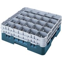 Cambro 25S958414 Camrack Customizable 10 1/8 inch High Customizable Teal 25 Compartment Glass Rack