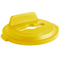 Rubbermaid 2018213 BRUTE 32 Gallon Yellow Round Recycling Bin Lid with Mixed Recycle Slot and Vertical Billboard